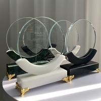 Trophée en verre cristal et pierre marbrée, design personnalisé, étanche, gravé, avec boîte cadeau souvenir, pour cadeaux promotionnels en salon professionnel