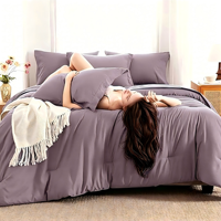Ensemble de couette de luxe en microfibre douce, alternative au duvet, ensemble de literie avec draps, taies d'oreiller et housses de coussin, 7 pièces pour la chambre à coucher