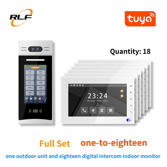 1V18 Smart IP Video Door Phone System with 7 Inch Touch Screen Tuya App Water Resistant for Apartment Buildings