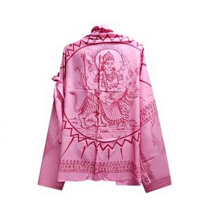 ผ้าคลุมไหล่แจ็คการ์ดหลากสีทำมือจากผ้าฝ้ายและเรยอนจากอินเดีย ลายเทพีดูร์กา ผ้าพันคอและผ้าคลุมไหล่ลายชาติพันธุ์ ขนาด 100x200 ซม. - Product Image 1