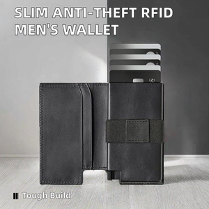 Cartera Delgada Antirrobo para Hombre con Protección RFID, Porta Tarjetas de Crédito y Pasaporte con Acabado de Aluminio, Hecha de Material PU - Product Image 2