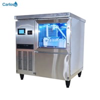 Machine à glaçons intégrée sous comptoir à faible bruit avec fonction de désinfection par lumière bleue et refroidissement par air pour la production de glaçons cubiques commerciaux