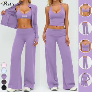 Abbigliamento Sportivo Donna Taglie Forti: Set Fitness con Reggiseno Sportivo Push-up e Leggings Yoga a Vita Alta Slim Fit per Tempo Libero - Product Image 1
