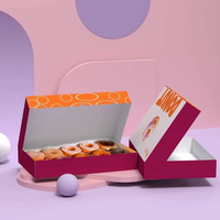 Boîtes à pâtisserie personnalisées en carton pliables pour donuts, biscuits, brownies, gâteaux, emballages alimentaires jetables à ouverture automatique