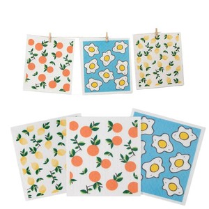 ผ้าเช็ดจานครัวทรงสี่เหลี่ยมมีลวดลายต่างๆ-สำหรับล้างจานและสุขาภิบาล - Product Image 5