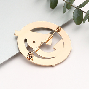 Broche circulaire en métal, design simple, sans nickel, moulée sous pression, couleur or, pour la décoration - Product Image 1