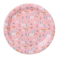 Assiettes jetables en papier à motif licorne, 7 pouces, biodégradables, écologiques, pour fêtes et traiteur, robustes et durables