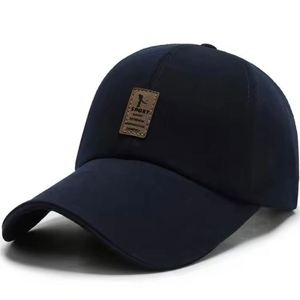 Casquettes de baseball personnalisées à 6 panneaux, logo en cuir sur toile, polyester/coton, visière incurvée, fermeture ajustée, broderie 3D, casquettes réglables - Product Image 3