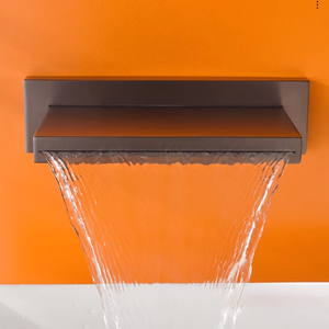 <span class=keywords><strong>Rubinetto</strong></span> <span class=keywords><strong>Miscelatore</strong></span> da Bagno a Cascata Quadrato in Ottone, Montaggio a Parete, Design Creativo Grigio Pistola, per Lavabo Sanitario - Product Image 6