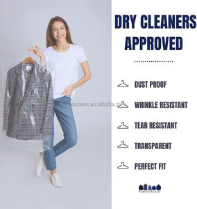 Fundas de ropa de plástico transparente a prueba de polvo de fábrica, prendas de <span class=keywords><strong>Material</strong></span> reciclado, bolsas de limpieza en seco para armario, abrigos de almacenamiento de viaje para el hogar - Product Image 4