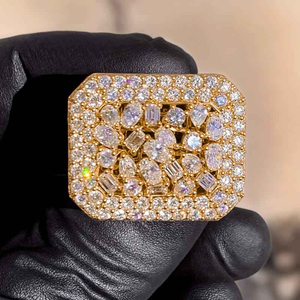 Hip Hop Luxury 14K Gold Silver Plated 925 Sterling Silver <b>Iced</b> Paved VVS Moissanite Certified Customizable Unisex <b>Ring</b> Jewelry - Product Image 6