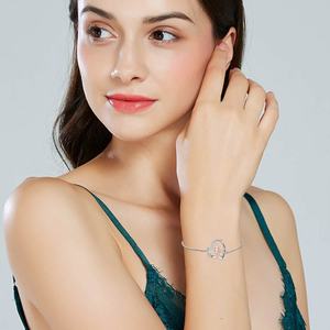 เครื่องประดับที่ดี925เงินสเตอร์ลิงสองโทนบริสุทธิ์ลูกสาวลูกบาศก์เพทายสร้อยข้อมือหัวใจ - Product Image 3