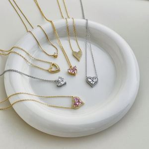 Dylam Dainty S925 Silver 2024 Valentine Day Gift <b>Present</b> Rhodium 18K Gold Plated 5A Cubic Zirconia Heart Shape Pendant Necklaces - Product Image 2