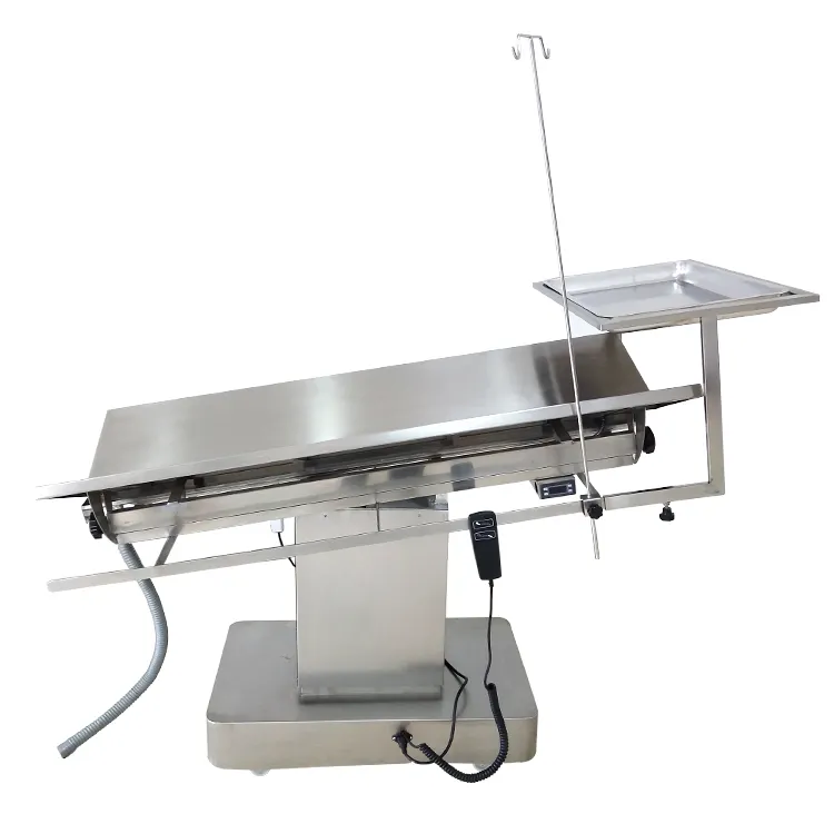 طاولة جراحات كهربائية معدات طبية من الفولاذ المقاوم للصدأ طاولة للعمليات البيطرية مع الحيوانات الأليفة