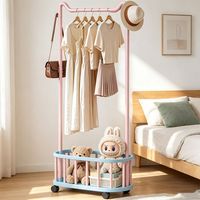 Porte-vêtements multifonctionnel sur pied en acier cornière avec oreilles de chat, porte-chapeaux et manteaux, séchoir simple pour intérieur, chambre à coucher