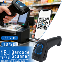Escáner de código de barras láser 1D con cable Xincode Inventario Sensor de imagen 2D inalámbrico portátil Lector de código Qr Escaneo para almacén de supermercado