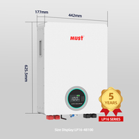 Batterie au phosphate de fer et de lithium (LiFePO4) LP1600 à montage empilé, sortie CAN2.0/RS232/RS485, 25,6/51,2V, 100AH/200AH, 6000 cycles