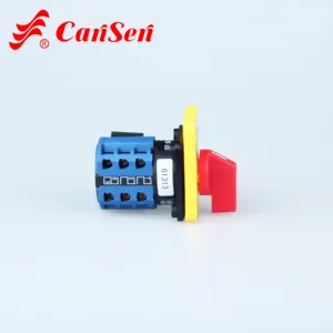 Cansen LW26-20 전압계 CE 인증서 노란색 플레이트 빨간색 핸들 변경 전압 선택기 스위치