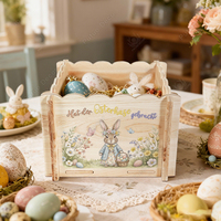 Panier de Pâques en bois personnalisé avec motif de bénédictions religieuses, panier de rangement chrétien, boîte en bois rustique