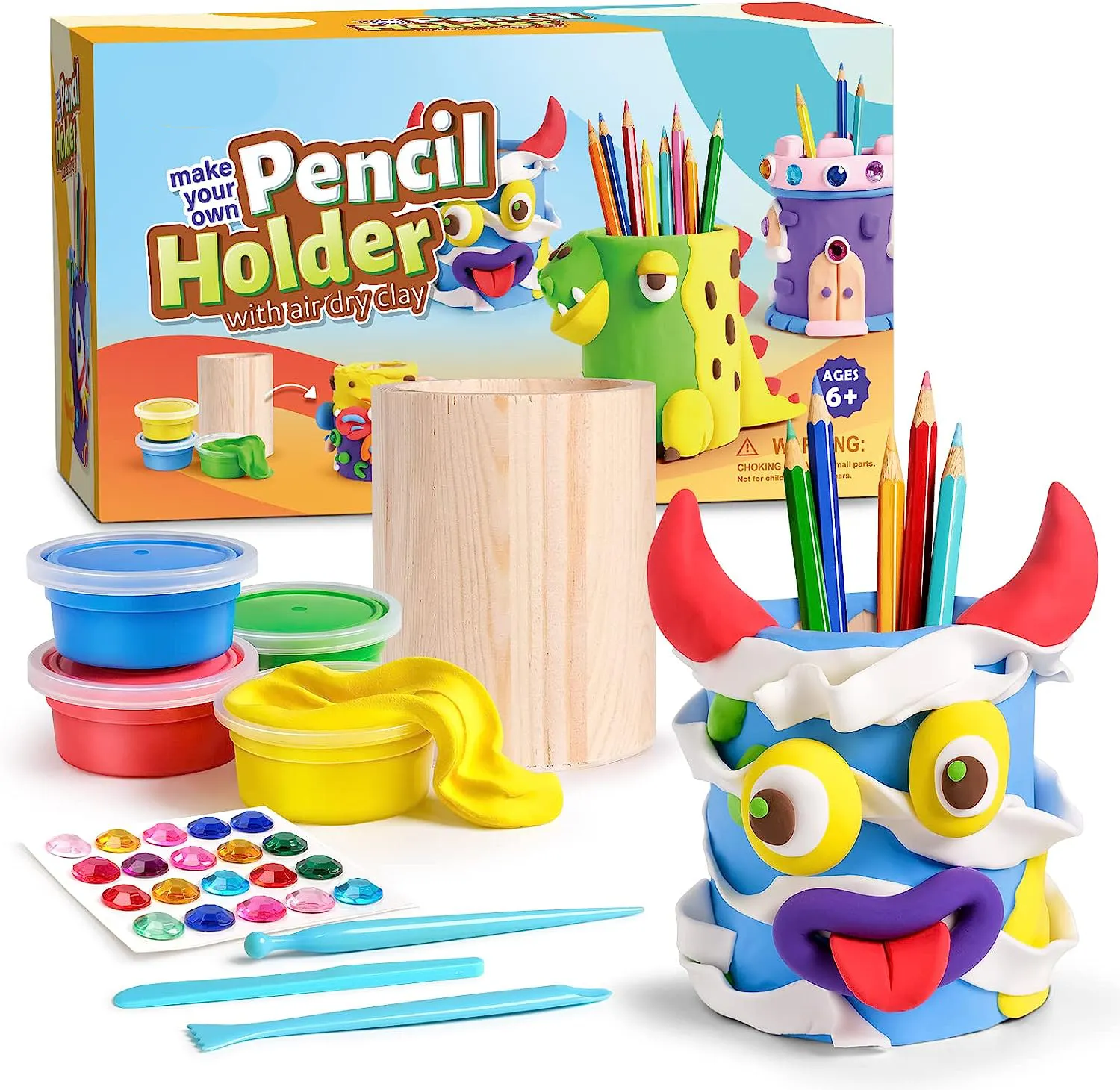 Ts Kunst En Handwerk Kit Voor Kinderen Maak Je Eigen Potloodhouder Met Lucht Droge Klei Boetseerklei Voor Kinderen