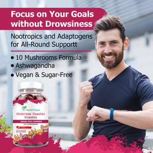 Gummies véganes sans sucre à base de complexe de champignons OEM ODM 2529 MG Ashwagandha pour le soutien cognitif, l'équilibre de l'humeur, la relaxation et le système immunitaire - Product Image 5