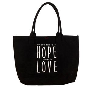 Bolsa de Hombro de Lona con Logotipo Personalizado Estampado en Caliente, Bolsa de Compras Grande de Lona de Algodón Negra - Product Image 1