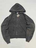 Vente en gros de sweats à capuche oversize pour hommes en coton épais, délavés à l'acide, vintage, zippés, écologiques, avec patchs usés, style streetwear