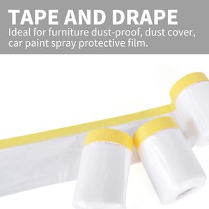 <span class=keywords><strong>Film</strong></span> de <span class=keywords><strong>protection</strong></span> <span class=keywords><strong>transparent</strong></span> souple en PE, imperméable et anti-poussière, pré-collé, ruban <span class=keywords><strong>adhésif</strong></span> de masquage en rouleau pour la <span class=keywords><strong>protection</strong></span> des meubles - Product Image 4