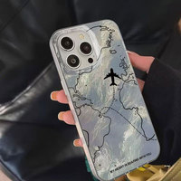 Funda para Teléfono Móvil con Diseño de Mapa de Líneas Aéreas y Patrón Glaciar, Estilo Urbano, para iPhone 11 12 13 14 15 16 17 Pro Max