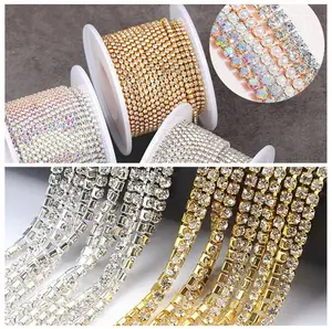 SS6-SS16 Close Crystal Rhinestones Chains Sew on Trimming Rhinestone Cup Chain for Garment Jewelry Decoration DIY Accessories