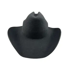 Neuer schwarzer Cowboy-Hut mit reinem Leder-Schweißband 100 % australische Wolle Cowboy-Hut im Western-Stil für Damen/Herren