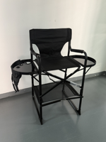 Chaise de maquillage en alliage d'aluminium, portable, pliable, multifonctionnelle, chaise de coiffure, chaise de réalisateur d'extérieur à dossier haut noir