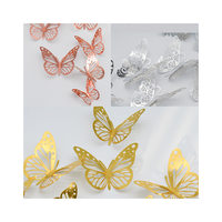 Nouvelle conception, décoration de papillon 3D simulée en or et argent de haute qualité, décoration de mariage, de fête familiale et de fête de fin d'année