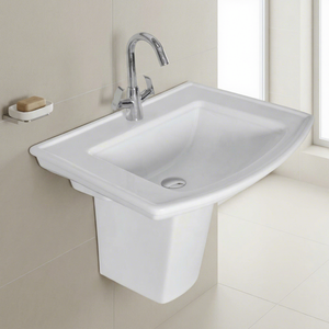 Lavabo en céramique moderne de style antique, demi-piedestal, rectangulaire, pour usage hospitalier, à poser sur le dessus - Product Image 5
