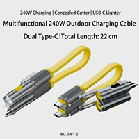 Cable de Datos Magnético Portátil 4 en 1 de Aleación para Exteriores, PD 3.1, 240W, 480Mbps, con Encendedor de Cigarrillos
