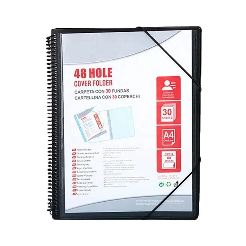 PP Plastic Presentation Folder Ring Binder Folder Spiral Refillable Clear Display Book With 20 30 40 Pockets