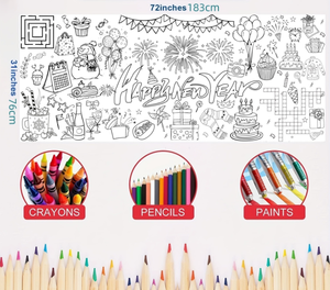 2026 tovaglia colorata del <span class=keywords><strong>capodanno</strong></span> che disegna Graffiti usa e getta sfondo del Festival - Product Image 5