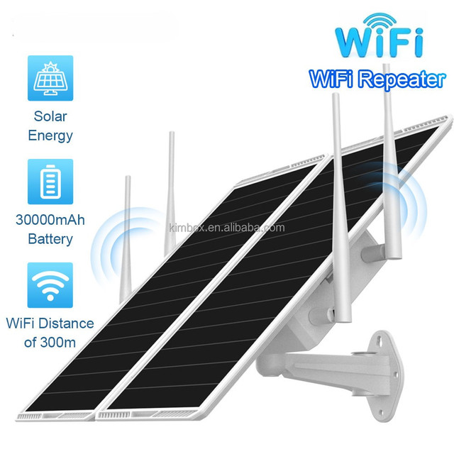 30W Solar WiFi Repeater Outdoor Wireless Signal Extender 300meters with 30000mAh Battery Dual Band 2.4G/5.8G Use for Wifi Camera