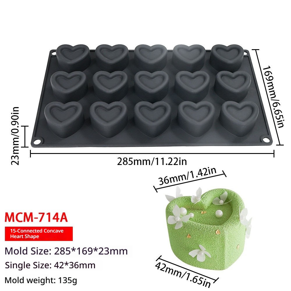 (15 coeurs concaves consécutifs 135g) mcm-714a noir