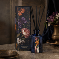 Diffuseur à bâtonnets liquides de luxe OEM 120 ml, parfum floral sombre, avec huile parfumée, emballage personnalisé écologique pour marques de boutiques et de produits d'intérieur