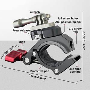 Montaje de abrazadera de manillar de bicicleta de aleación de aluminio con placa de liberación rápida para aplicación de cámara <span class=keywords><strong>GoPro</strong></span> Hero 12/11/10/9/8/7/6/5/4 - Product Image 2
