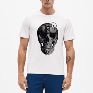 Camiseta de Manga Corta para Hombre, Color Granate, Cuello Redondo, Diseño del Puente de Brooklyn, Corte Regular Informal, 100% Algodón, Secado Rápido, 300g - Product Image 6