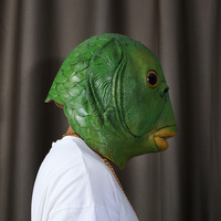 Masque amusant en forme de tête de poisson vert pour fête de carnaval, masque en latex pour costume de cosplay d'Halloween, masque de cosplay pour mascarade, amusant au quotidien