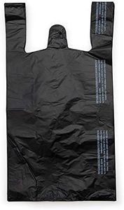 Sacs en HDPE noir pour T-shirts avec poignées longues, sérigraphiés, 8x4x16, emballage en vrac, fabriqués en Chine - Product Image 3