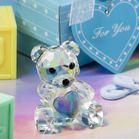 Livraison directe coffret cadeau ours en peluche en cristal bleu pour la fête d'anniversaire de bébé sculpté à la main cadeau de retour sur le thème des animaux de Noël
