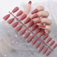Nouvelles Faux Ongles Acryliques à Pointe Noire 24 Ballerina, Prix Bas, Longueur Moyenne, à Coller, Fini Mat Uni