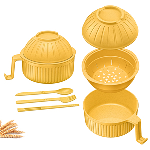 Juego de Tazones de Paja de Trigo para Sopa, Ensalada, Pasta y Repostería, Aptos para Microondas, con Palillos - Product Image 1