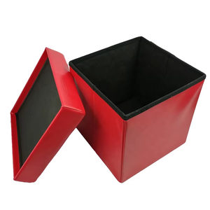 أحمر باو طراز حديث كندي متقدم وسميك مع إسفنجة أثاث غرفة المعيشة كرسي تخزين قابل للطي عثماني قابل للطي - Product Image 6