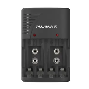 PUJIMAX लोकप्रिय 6f22 9v बैटरी चार्जर ए. ए. एएए nimh रिचार्जेबल बैटरी चार्जर 4 स्लॉट फास्ट पावर बैटरी चार्जर के लिए 9v एएए ए. ए.