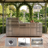 Ensemble de meubles de cuisine extérieure modulaire en acier inoxydable 304 de style européen personnalisé avec barbecue et évier pour cour, villa, jardin